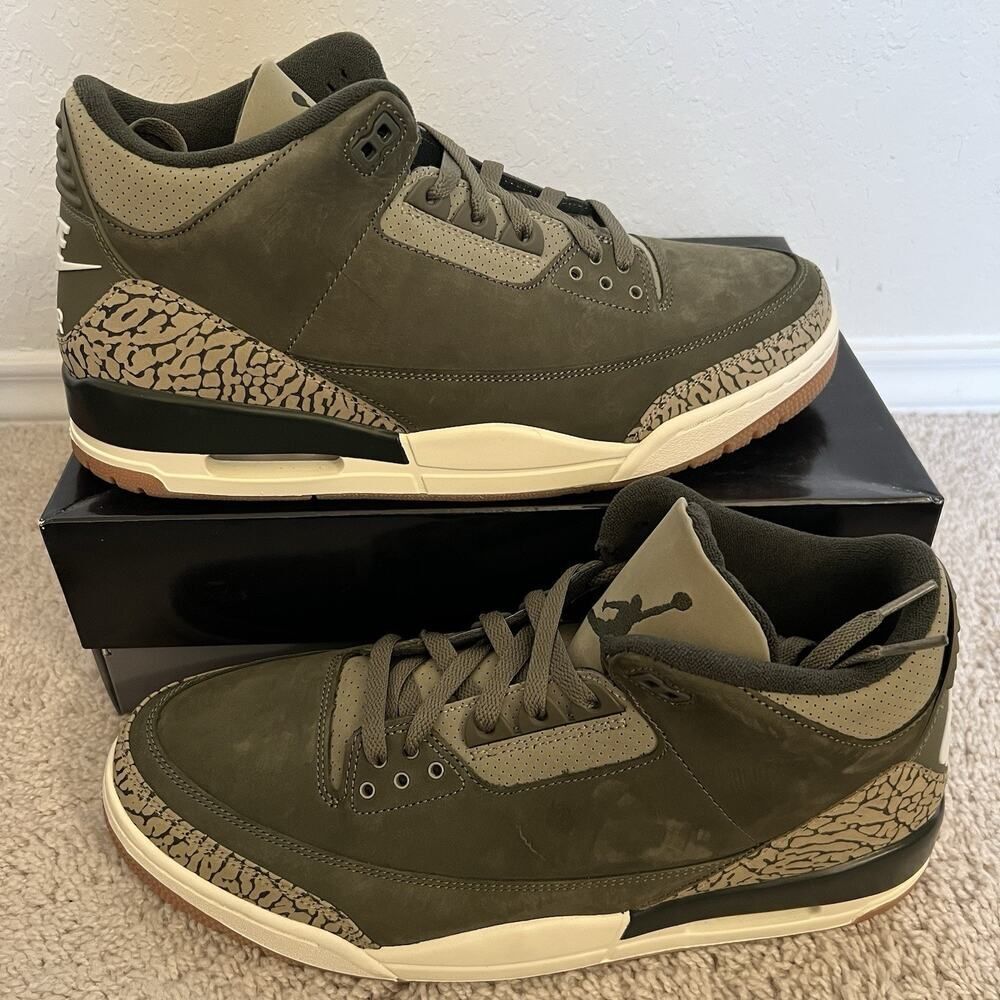 Nike Air Jordan 3 Retro Family Affair Olive Green DN3707-202 Men Size 13 B-Grade